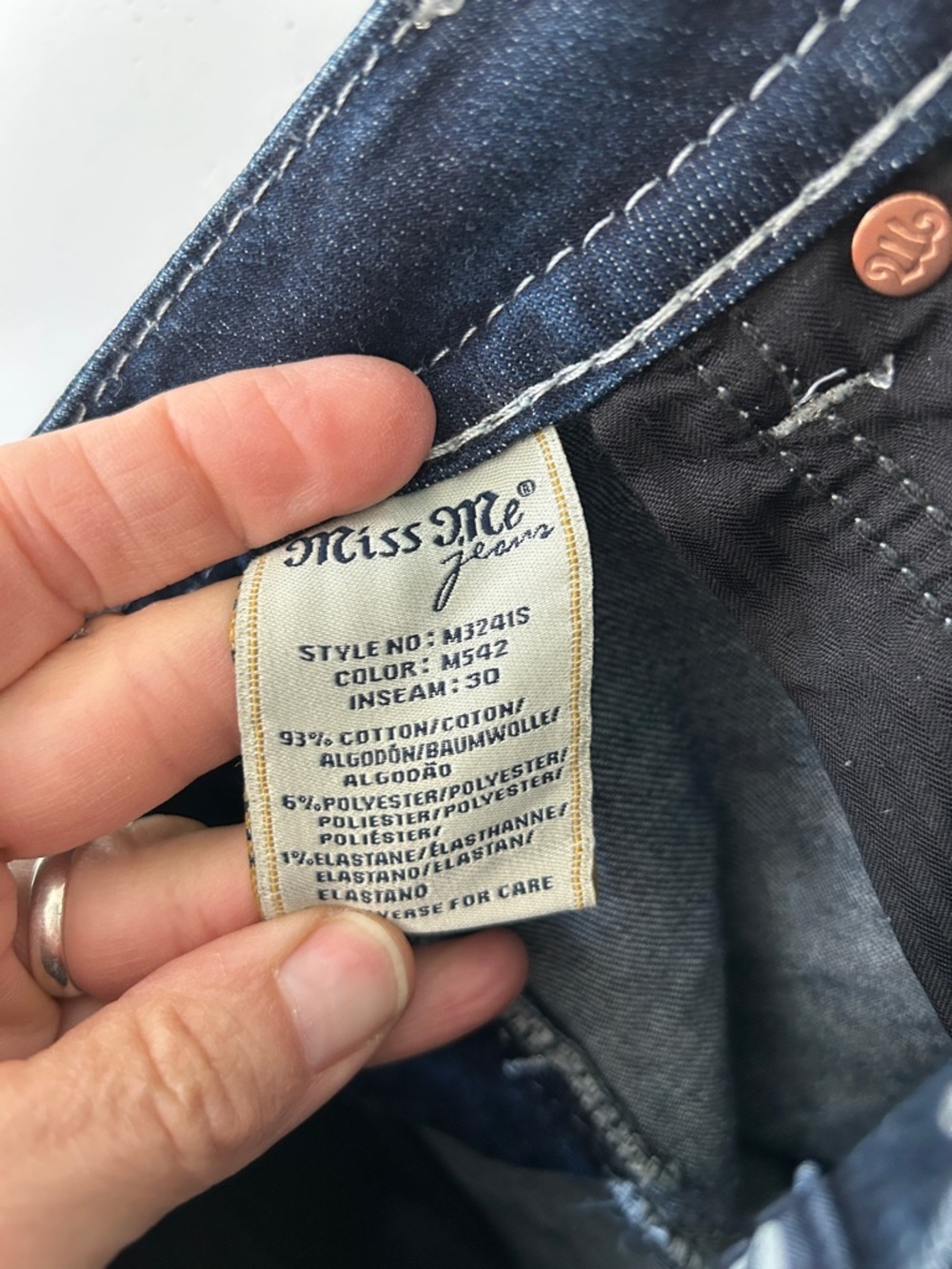 Miss Me Jeans Hailey Skinny 28 Blue Denim Aztec Embellished Back Pockets - Picture 9 of 16